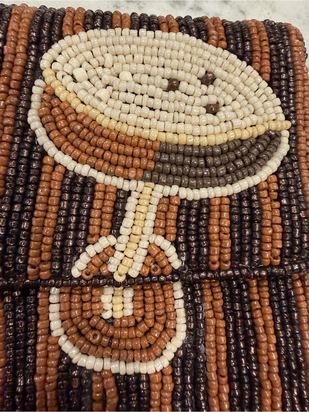 Beaded Clutch espresso martini clutch in Brown & Black with gold crossover chain